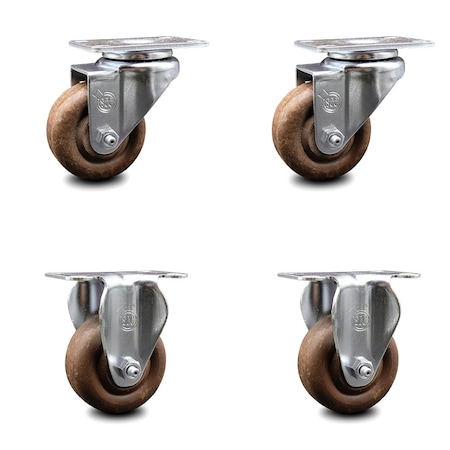 Service Caster 3.5 Inch High Temp Glass Filled Nylon Swivel Top Plate Caster Set with 2 Rigid SCC-20S3514-GFNSHT-2-R-2